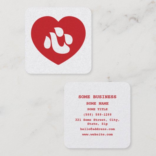 Japanse Shin Kanji Kokoro 心 Vierkante Visitekaartje (Voorkant / Achterkant)