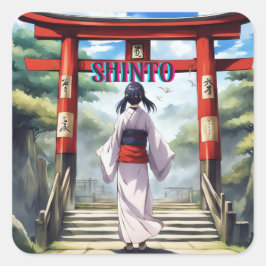 Japanse Shinto Religie Vierkante Sticker