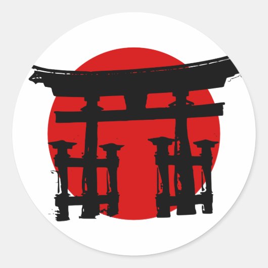 Japanse Shinto-schrijn Ronde Sticker (Voorkant)