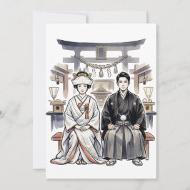 Japanse Shinto Trouwbruid en -bruidegom Uitnodigin Save The Date