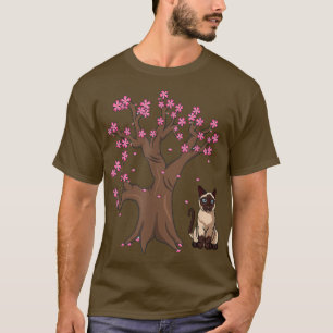 Japanse Siamese Cat mam Cherry Blossom T-Shirt