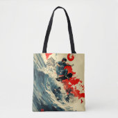 Japanse Skateboard Tsunami Tote Bag (Voorkant)