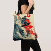 Japanse Skateboard Tsunami Tote Bag (Dichtbij)