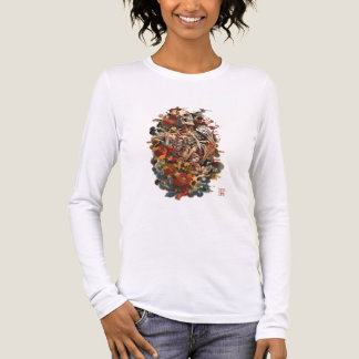 Japanse Skelet Kunst | Gotische Bloemrijke Schedel Tri-Blend Shirt