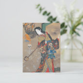 Japanse skeletten dansen, skelet met gitaar briefkaart (Staand voorkant)