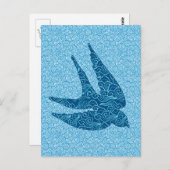 Japanse slik in de vlucht, kobalt en Bleek blauw Briefkaart (Voorkant / Achterkant)