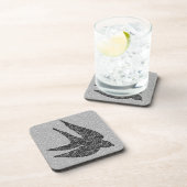 Japanse slik in vlucht, houtskool en lichte grijs bier onderzetter (Rechterzijde)