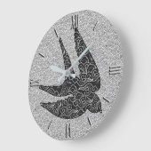 Japanse slik in vlucht, houtskool en lichte grijs grote klok (Hoek)