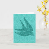 Japanse slik in vlucht, Turquoise en Aqua Kaart (Gele Bloem)