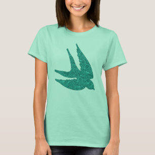 Japanse slik in vlucht, Turquoise en Aqua T-shirt