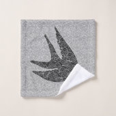 Japanse slikken in de vlucht, houtskool en lichtgr bad handdoek (Wasdoekje)