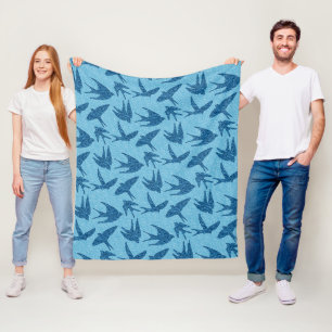 Japanse slikken in de vlucht, kobalt en Bleek blau Fleece Deken