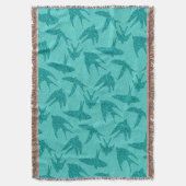 Japanse slikken in vlucht, Turquoise en Aqua Deken (Voorkant Verticaal)