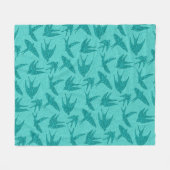 Japanse slikken in vlucht, Turquoise en Aqua Fleece Deken (Voorkant (Horizontaal))