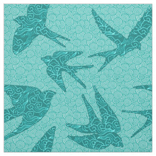 Japanse slikken in vlucht, Turquoise en Aqua Stof