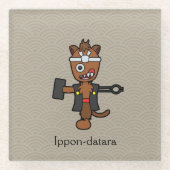 Japanse smid Ippon-datara: Cartoon Yokai Glazen Onderzetter (Voorkant)