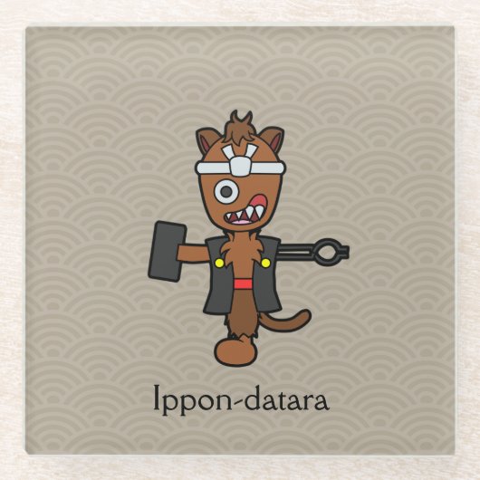 Japanse smid Ippon-datara: Cartoon Yokai Glazen Onderzetter (Voorkant)