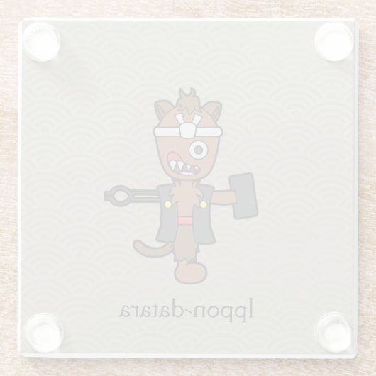 Japanse smid Ippon-datara: Cartoon Yokai Glazen Onderzetter (Achterkant)