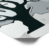 Japanse sneeuw, boom en berg poster (Hoek)