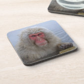 Japanse sneeuwaap in hotspring bier onderzetter (Linkerzijde)