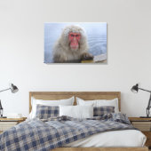 Japanse sneeuwaap in hotspring canvas afdruk (Insitu (Slaapkamer))