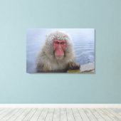 Japanse sneeuwaap in hotspring canvas afdruk (Insitu (Houten vloer))