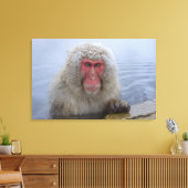 Japanse sneeuwaap in hotspring canvas afdruk (Insitu (Woonkamer))