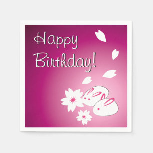 Japanse sneeuwkonijnen en Sakura Birthday Servetten