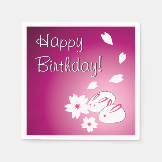 Japanse sneeuwkonijnen en Sakura Birthday Servetten (Voorkant)