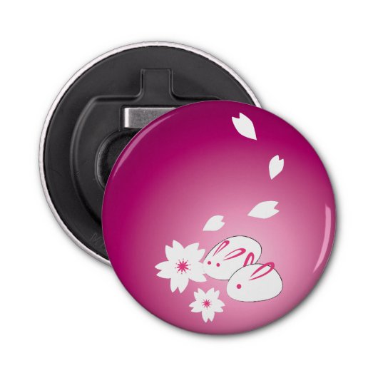 Japanse sneeuwkonijnen en Sakura Button Flesopener (Voorkant)