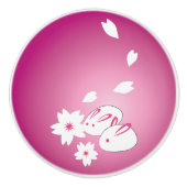 Japanse sneeuwkonijnen en Sakura Ceramic Knob Keramische Knop (Voorkant)