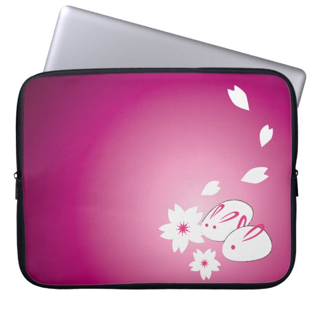 Japanse sneeuwkonijnen en Sakura Laptop Sleeve (Voorkant)