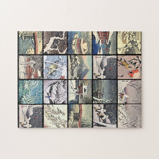 Japanse sneeuwlandschapsbomen schilderijen legpuzzel (Horizontaal)