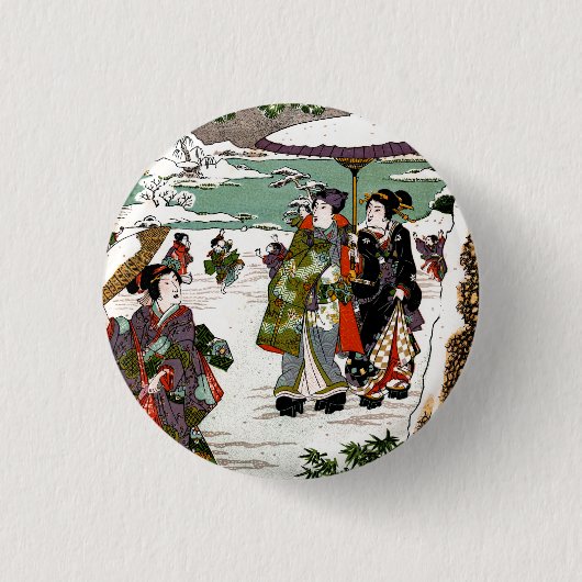 Japanse sneeuwval ronde button 3,2 cm (Voorkant)