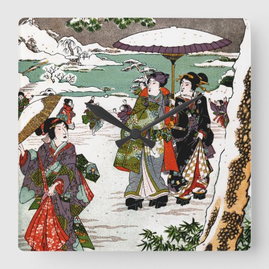 Japanse sneeuwval vierkante klok (Voorkant)