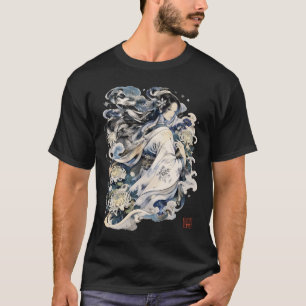 Japanse Sneeuwvrouw Kunst Winter Yokai in Kimono T-shirt