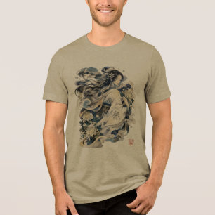 Japanse Sneeuwvrouwenkunst Winter Yokai in Kimon Tri-Blend Shirt