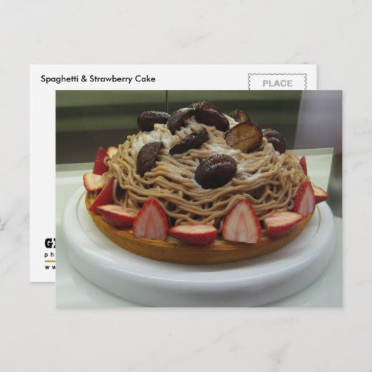 Japanse Spaghetti- en aardbeienkap Briefkaart (Voorkant / Achterkant)