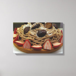 Japanse Spaghetti- en aardbeienkap Canvas Afdruk
