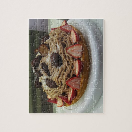 Japanse Spaghetti- en aardbeienkap Legpuzzel (Verticaal)