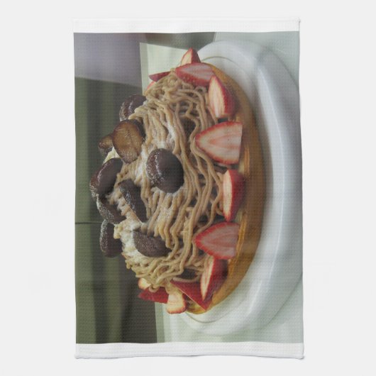 Japanse Spaghetti- en aardbeienkap Theedoek (Verticaal)