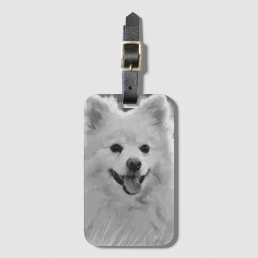 Japanse spitz bagagelabel (Voorkant (verticaal))