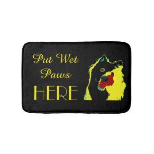 Japanse Spitz Black & Yellow Funny Bath Mat