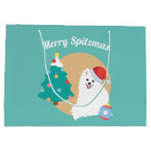  - Japanse Spitz Dog Kerstmis Groot Cadeauzakje (Achterkant)