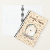 Japanse spitz Dog Paw-printer & Floral Cute Notitieboek (Binnen)