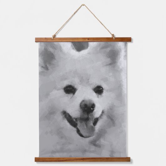 Japanse spitz hangend wandkleed (Voorkant)