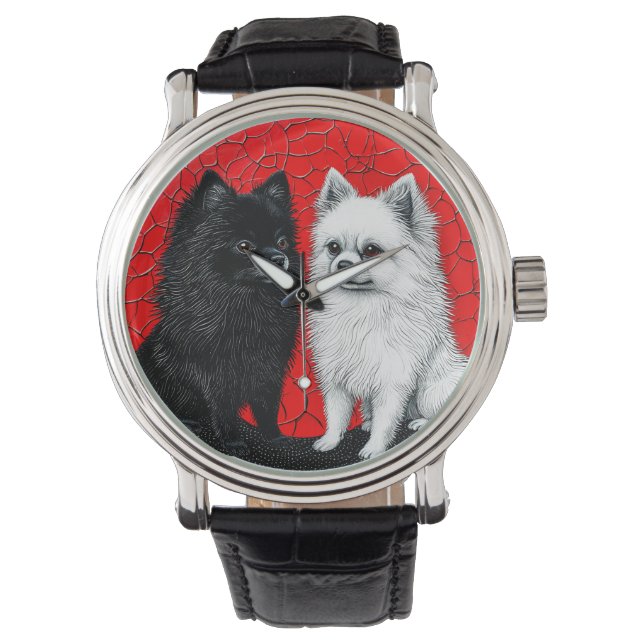 Japanse spitz hond horloge (Voorkant)