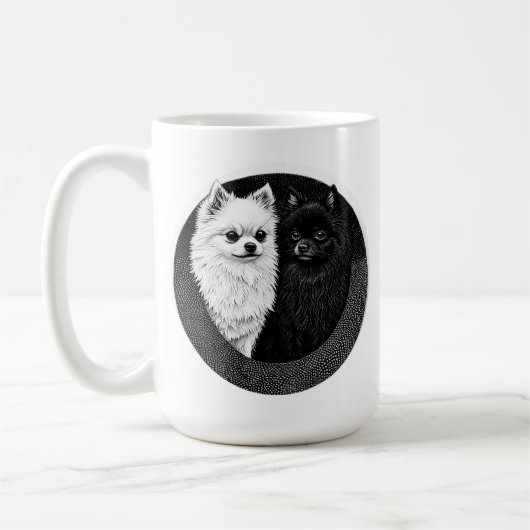 Japanse spitz hond koffiemok (Links)