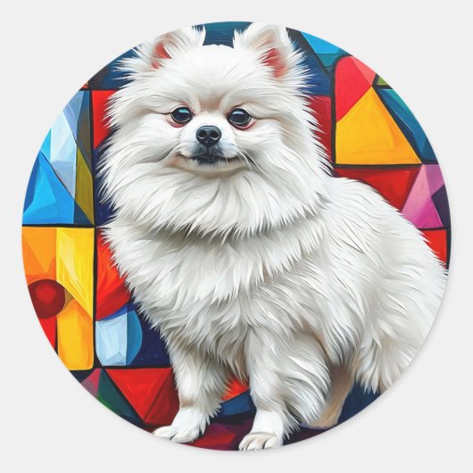 Japanse spitz hond ronde sticker (Voorkant)