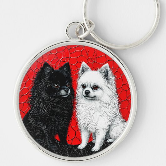 Japanse spitz hond sleutelhanger (Voorkant)
